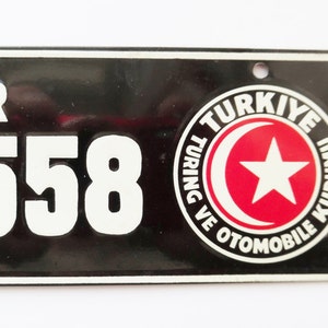 Vintage, Turkey, 1953, Wheaties, Bike Plate, Bicycle, License Plate, Cereal Premium, Miniature, Tin, Embossed, Collectibles