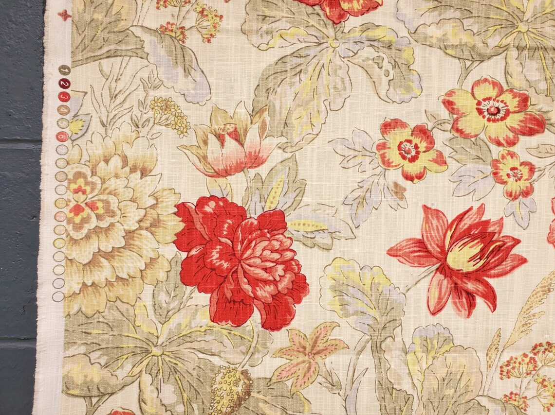 Waverly Floral Fabric Decorator Fabric Cotton with a Linen Etsy