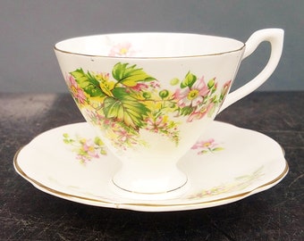 Vintage Golden Crown China, E&R, Teacup Saucer, Bouquet of the Month, August, Gladiolus, English Bone China