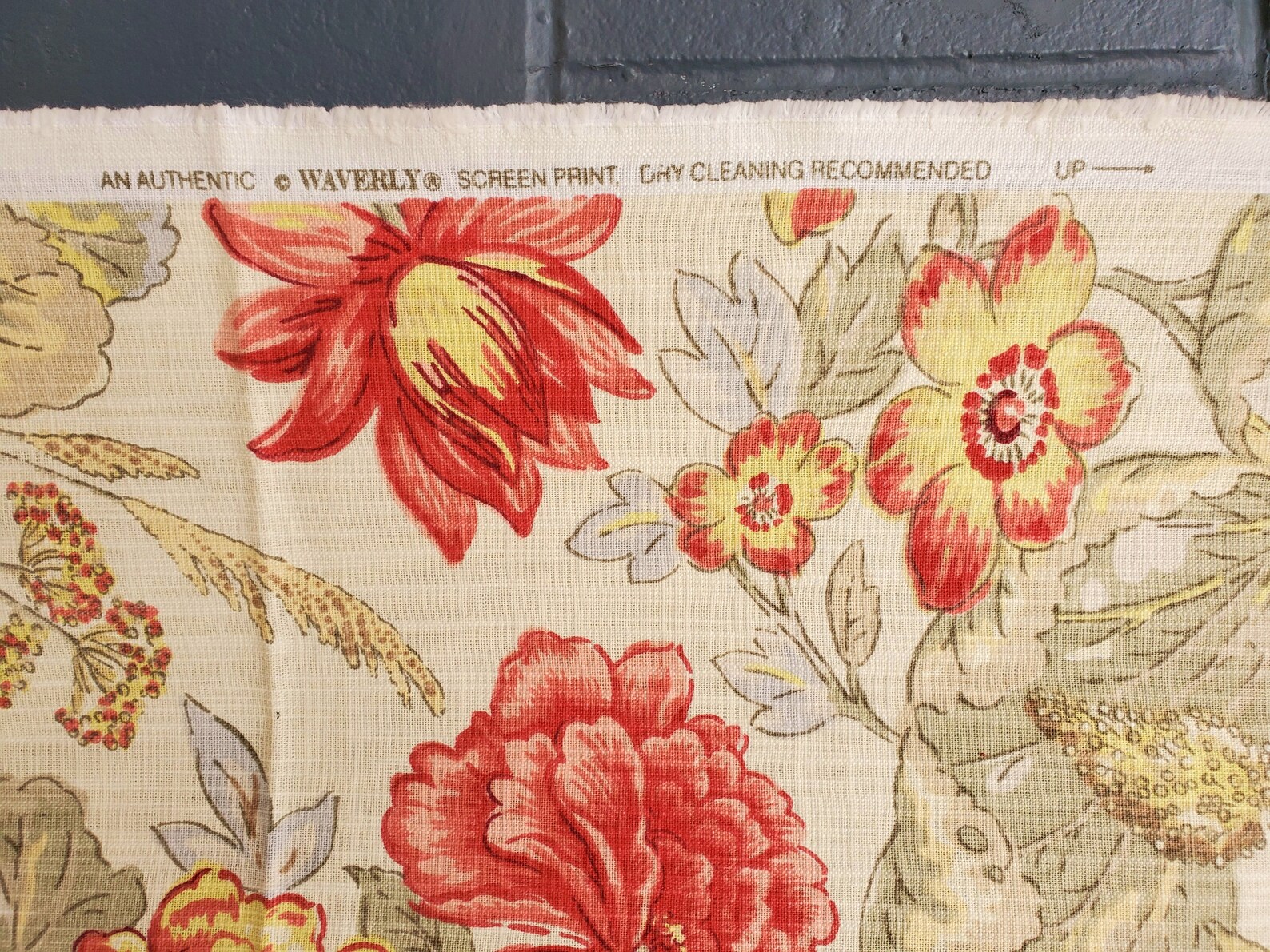 Waverly Floral Fabric Decorator Fabric Cotton with a Linen Etsy