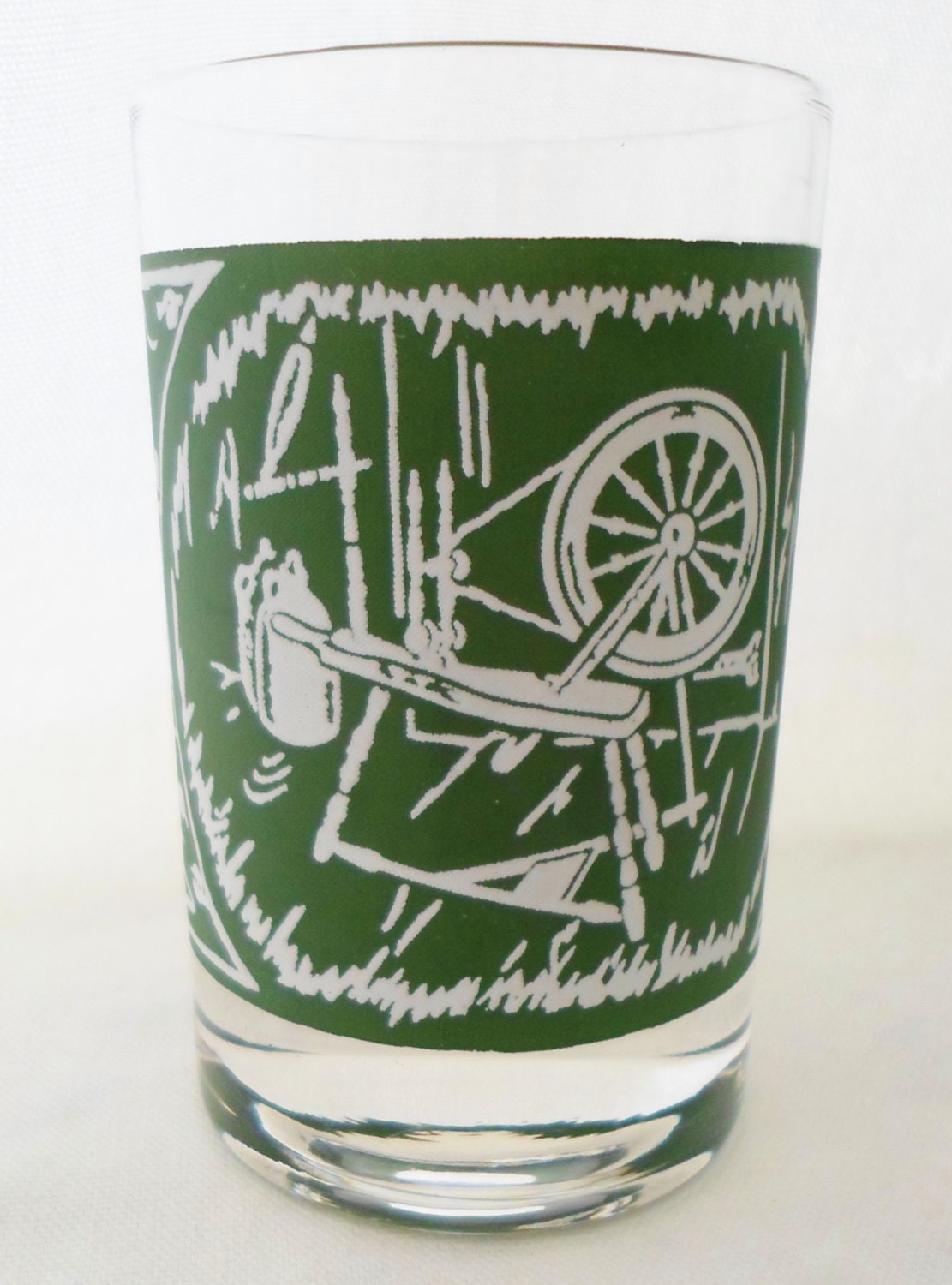 Vintage, Colonial Homestead, Green,  White, Juice Glass, Glasses, Royal, USA, Cottage Chic, Glassware, Serving