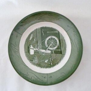 Vintage, Bread and Butter, Plate, Colonial Homestead, Green & White, Set of 4, Royal, USA, Cottage Chic, Serving