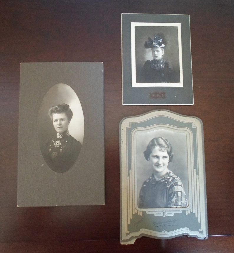 vintage set of three women's photos image 2