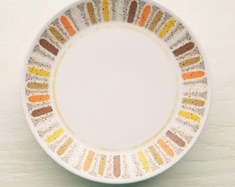 Vintage 1970'S Set of Four Noritake Progression Mardi Gras 9019 Bread and Butter Plates, Made In Japan,Orange, Brown, Yellow, Mod, Retro,