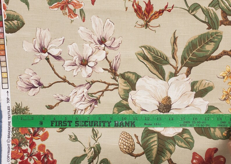 Braemore Floral Print Fabric Magnolia Flowers Pinks Reds Etsy