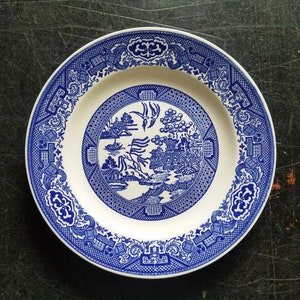 Vintage Blue Willow Transferware, Japan Blue and White Willow Transferware Plate, Blue Willow China, Made in Japan, Asian