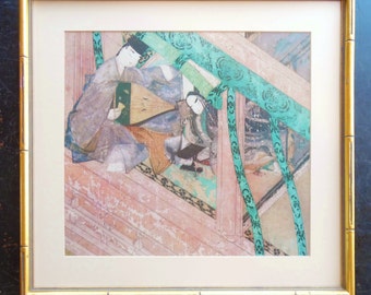 Vintage Print Scenes from the Tales of Genji Genji Monogatari Emaki  Published by Dentsu Advertising ltd 1961