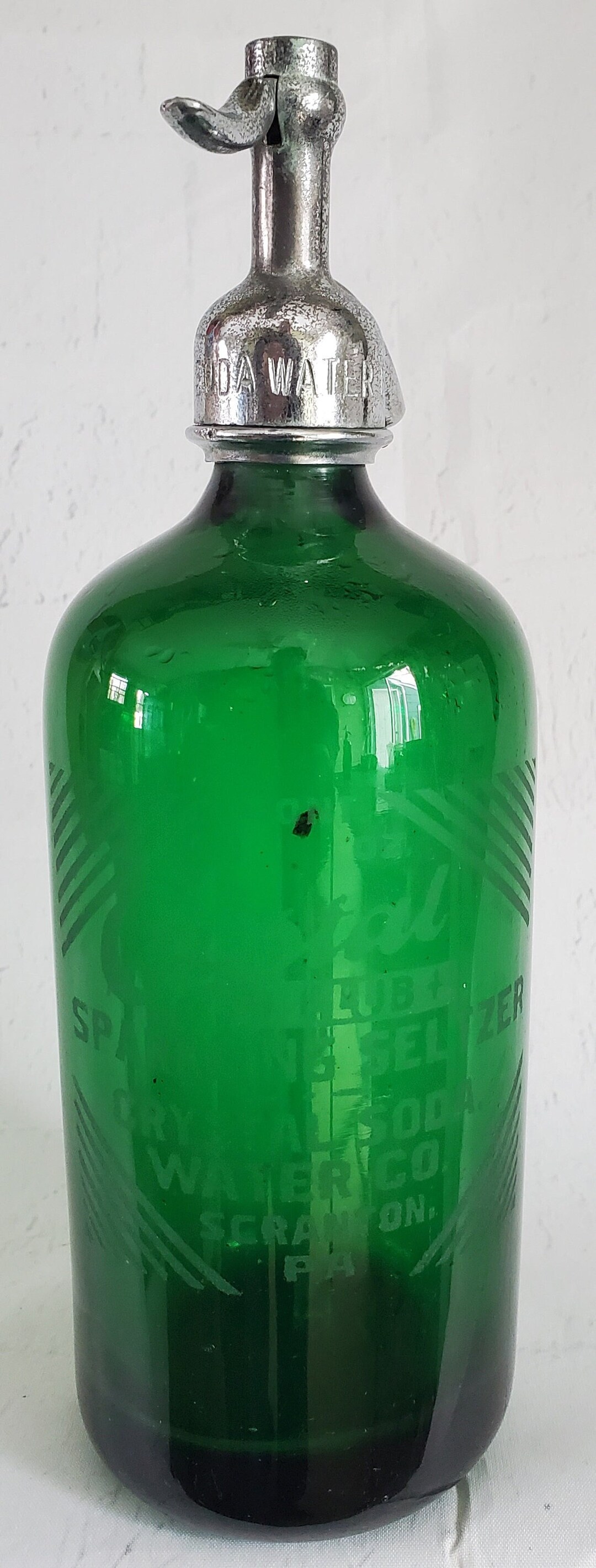 Antique Vintage Crystal Club Sparkling Seltzer Seltzer Bottle Scranton