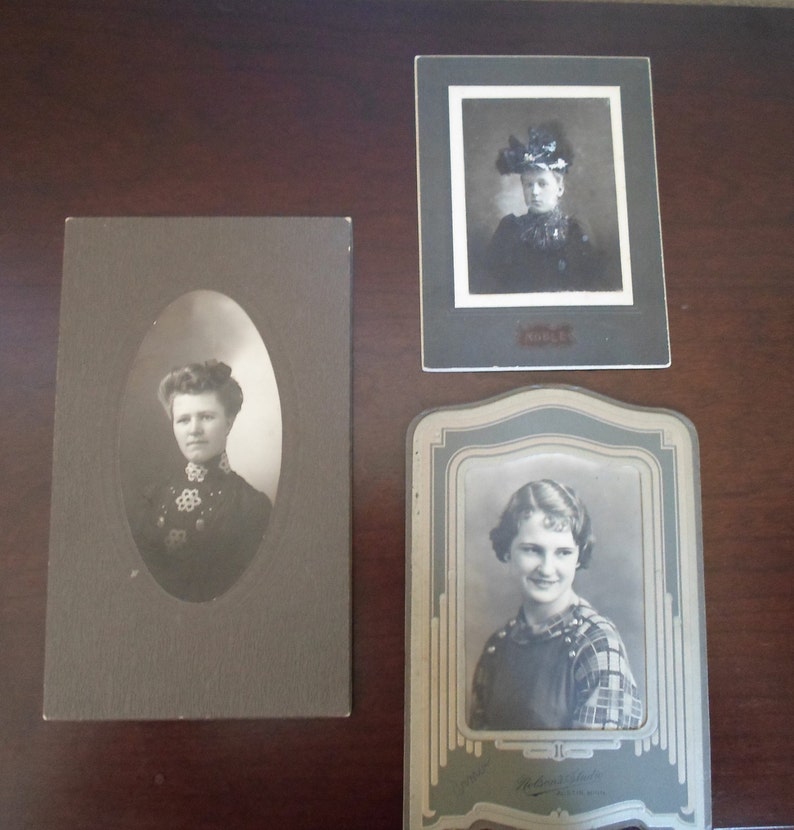 vintage set of three women's photos image 1