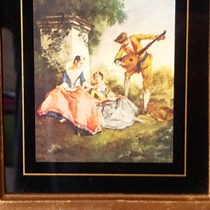 Small Vintage Renaissance Lithograph/Art Print Gold Florentine Gilt Framed Print, Made in USA