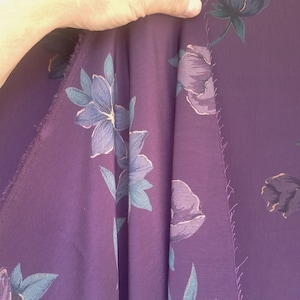 Vintage Floral Fabric, Purple & Steel Blue , Vintage Apparel fabric  - Blazer Suits Dress fabric, Apparel Fabric, by Shason Inc