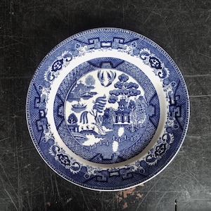 Vintage Societe Ceramique Blue Willow Willow Transferware, Holland Blue and White Willow Transferware Plate, Antique Blue Willow China