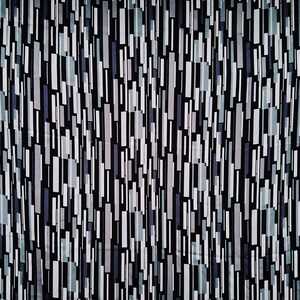 May include: Abstract pattern with vertical lines of various shades of gray, white, and blue on a black background.