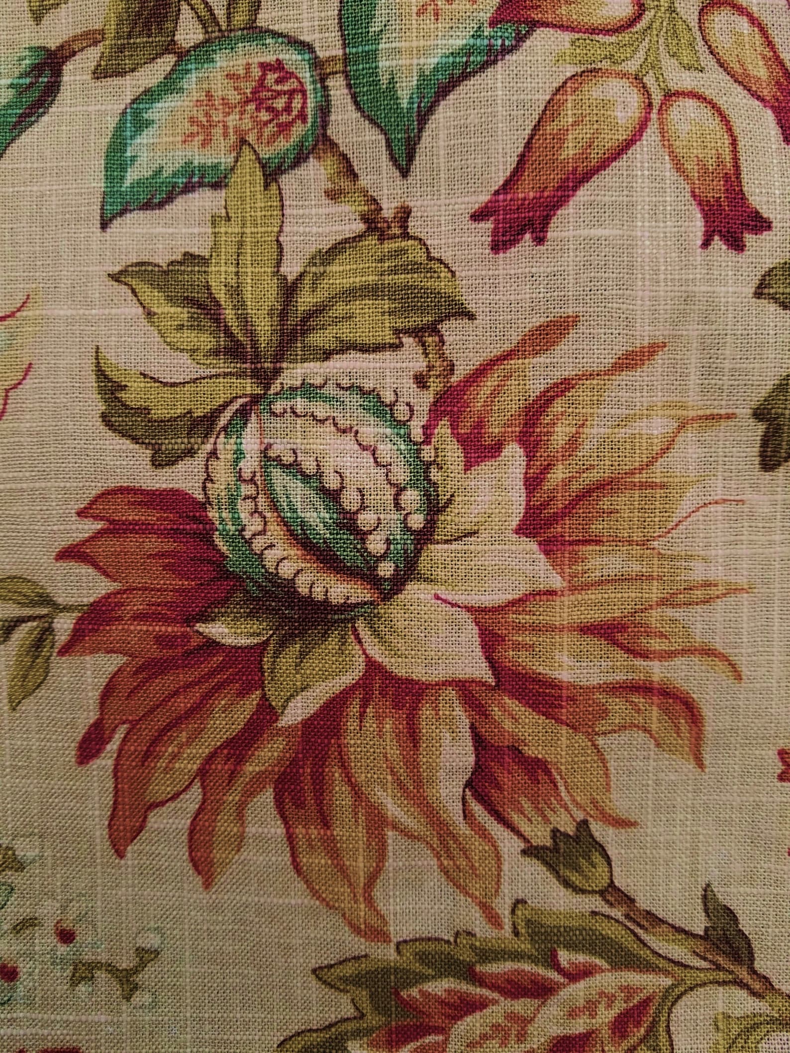 Mill Creek Jacobean Floral Fabric Printed Linen Blend - Etsy