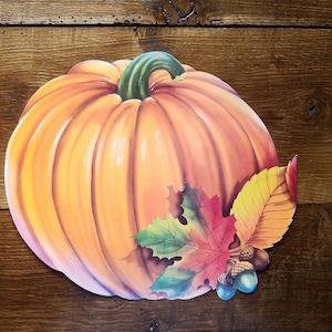 Vintage Thanksgiving Die Cut Paper Fall/Thanksgiving Decoration, one pieces, Large Pumpkin, Wall Decoration