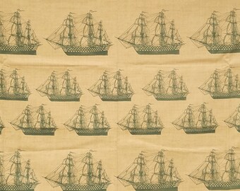 Nautical Fabric Sailing Ships Fabric 55" W per 24" L,Progettato da Arvale Rogers per tessuti Bloomcraft, Home Decor/Pillow Fabric, Beach