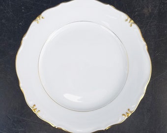 Vintage Porcelain Salad Plate, Imperial by WINTERLING - BAVARIA Plate, Dinnerware. Made in Western Germany Set of 4, Bright White Gold Rim