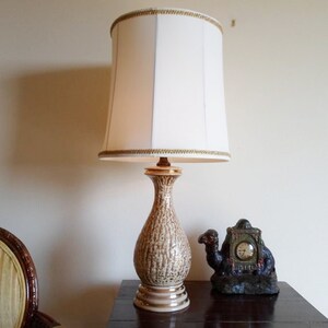 Vintage Mid Century Modern Gold and Brown Ceramic Lamp Table Lamp Lighting Hollywood Regency image 4