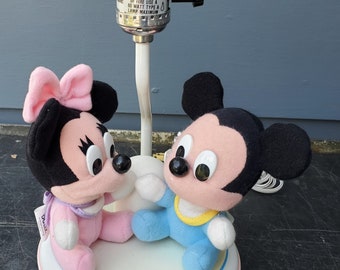 Vintage Baby Mickey and Minnie Mouse Lamp by The Dolly Toy Company, Disney NO SHADE