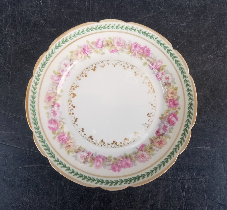 Vintage GDA Limoges France Luncheon Plate Pink Floral Etsy
