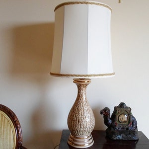 Vintage Mid Century Modern Gold and Brown Ceramic Lamp Table Lamp Lighting Hollywood Regency image 5
