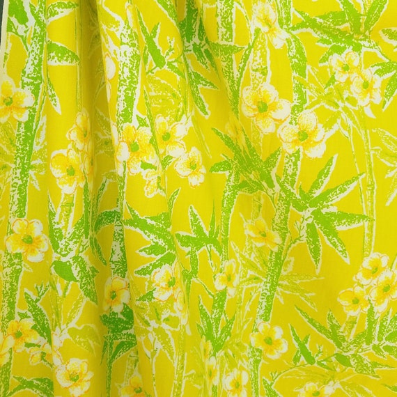 Vintage 1960s Bloomcraft Chinoiserie Fabric Vintage Yellow and Orange Chinoiserie Vintage