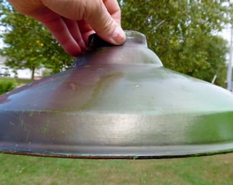 Pendant, Light, Shade, Industrial, Gas Station, Factory, Lighting, Vintage, Distressed, Light Fixture, Porcelain, Green, Shade