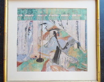 Vintage Print Scenes from the Tales of Genji Genji Monogatari Emaki  Published by Dentsu Advertising ltd 1961