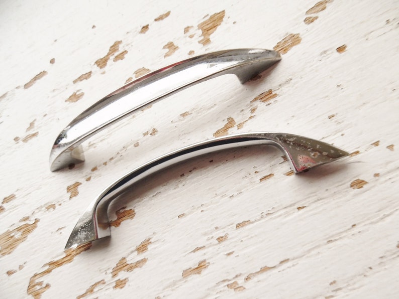 Vintage Chrome Handle Drawer Pull Furniture Restoration Etsy