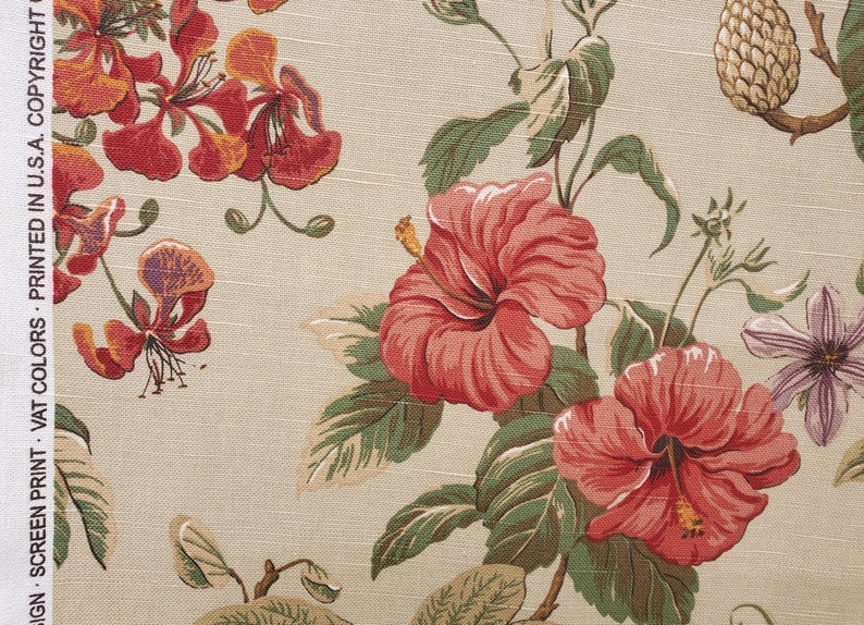 Braemore Floral Print Fabric Magnolia Flowers Pinks Reds Etsy