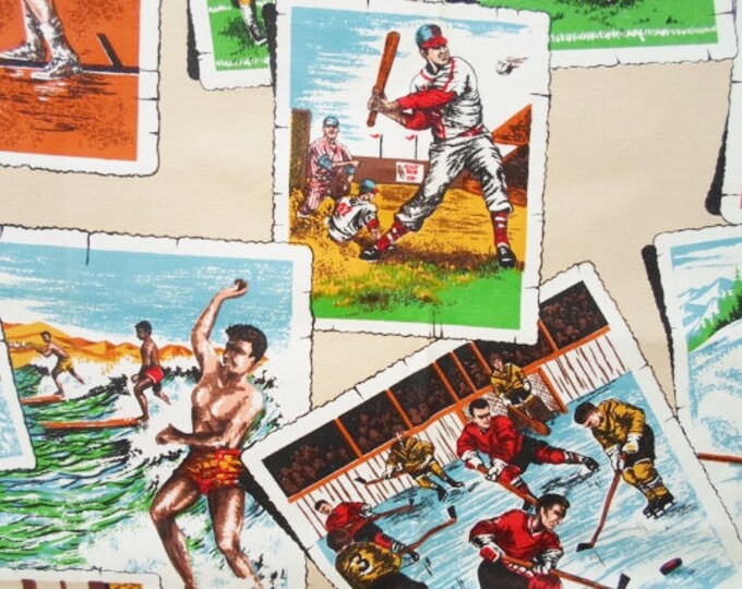 Vintage Sports Fabric 43 by 49 Wide Etsy