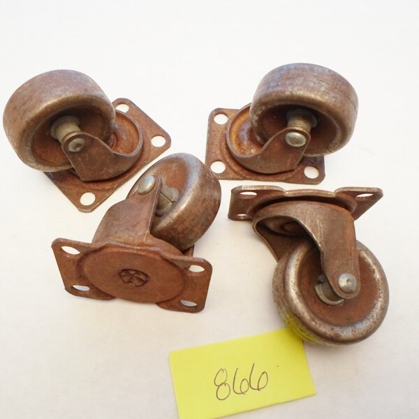 Vintage Set of Four Matching Steel Industrial Wheels, Furniture, Wheels, Caster, Supplies, Steampunk, Art, Rust