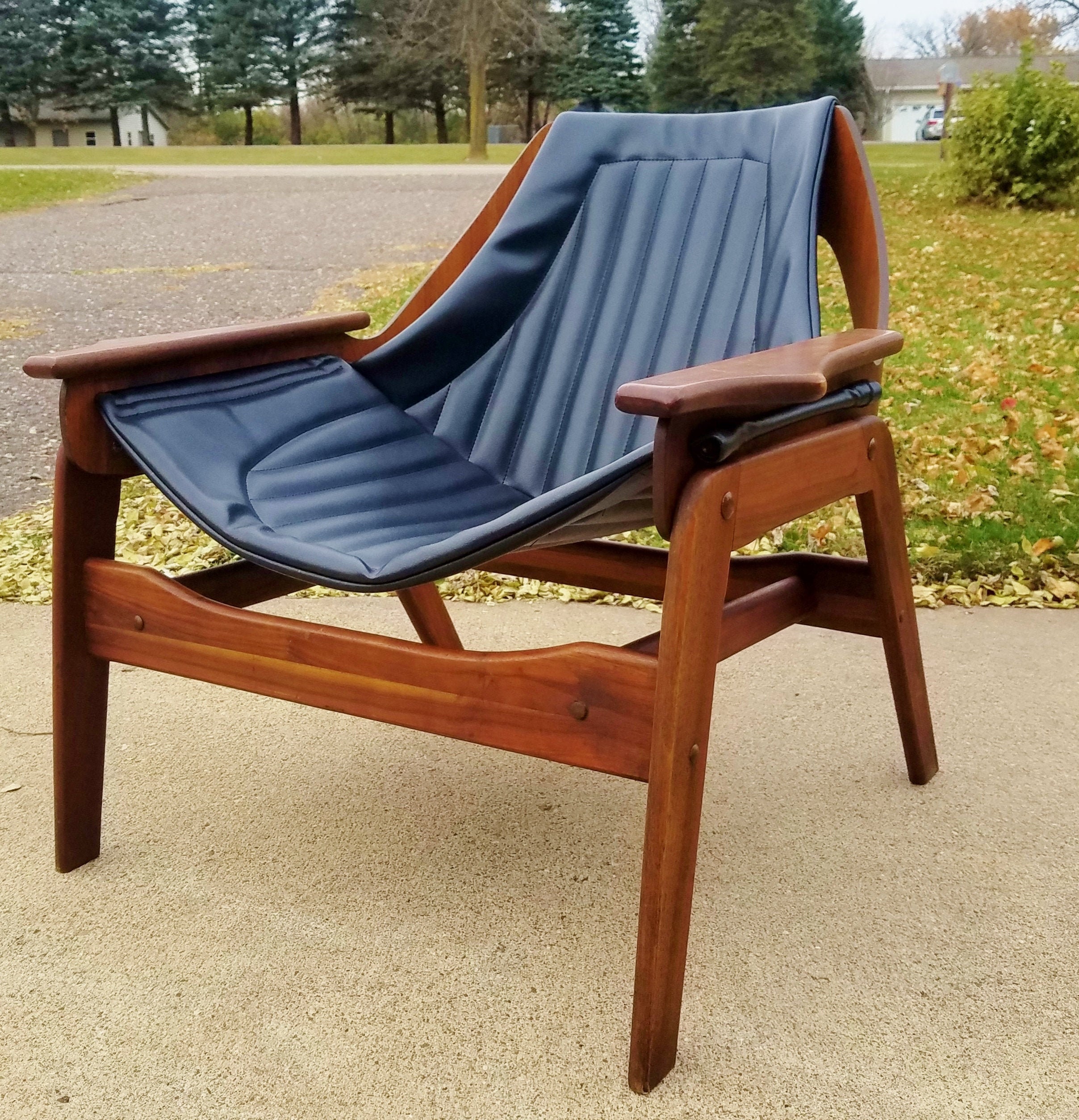 Jerry Johnson Walnut Sling Chair triumph 1 by California Designer 
