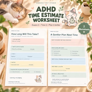 ADHD Time Estimation Worksheet, Gentle Task Planning Tool (PDF Download)