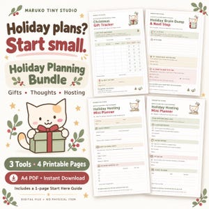 Christmas Planner Bundle Printable: Gift Tracker, Brain Dump & Holiday Hosting, A4 PDF