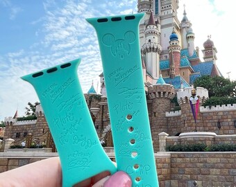 Disney Castle gegraveerde Apple Watch-band, Mickey Mouse & Friends-handtekening