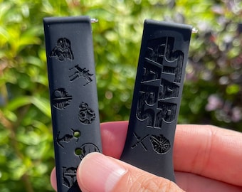 Star Wars inspired engraved silicon Fitbit versa 1 2 3 4 watch Band, Fitbit charge 2 3 4 5 6, fitbit sense 1 2 - 18 colors available