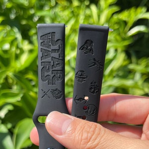 Star Wars inspired engraved silicon Samsung Galaxy Active 2 40mm 42mm 44mm 45mm Samsung Galaxy Watch 4 strap - 18 colors available