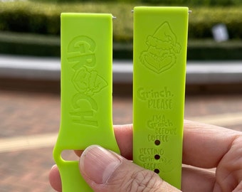 The Grinch - Disney Weihnachtsbösewicht graviertes Silikon Fitbit Versa / Fitbit Charge / Fitbit Sense Armband, Google Pixel Armband