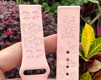 Disney Chip and Dale chipmunks, engraved silicon Fitbit versa / Fitbit charge / Fitbit sense watch Band, Google Pixel Watch strap
