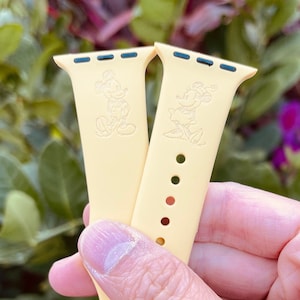 Mickey & Minnie engraved silicon Apple Watch Band for 38mm 40mm 42mm 44mm 41mm 45mm 49mm, Apple Watch Strap for all Series