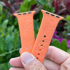 Mickey Friend Puppy engraved silicon Apple Watch Band for 38mm 40mm 42mm 44mm 41mm 45mm 49mm, Apple Watch Strap for all Series