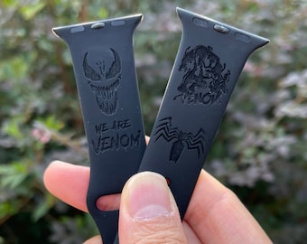 Venom Engraved Silicone Apple Watch Band: Spider-Man Villain Strap