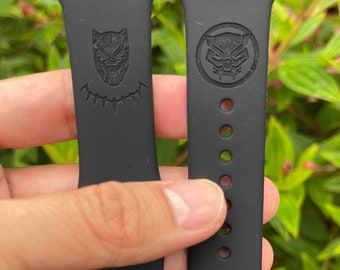 Black Panther Engraved Silicone Band, compatible with Samsung Galaxy Watch for All Series