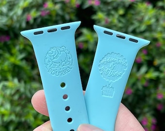Up Balloons flying house Dug engraved Apple Watch Band 38 40 42 44 mm, series 7 41mm 45mm, 26 colors available, Apple Watch silicon Strap