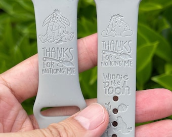 Winnie the pooh eeyore inspired engraved silicon Samsung Galaxy Active 2 40mm 42mm 44mm 45mm Samsung Galaxy Watch 4 - 18 colors available