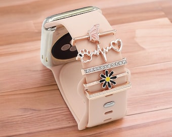 Rose Gold Apple Watch Charms: Butterfly, Paw, Floral, Love Samsung Galaxy / Fitbit Watch Strap