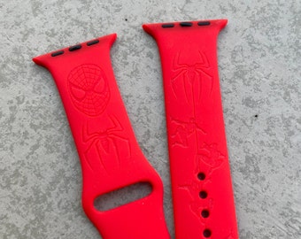 Spider-Man Engraved Silicone Apple Watch Band: Personalized Strap