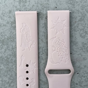 Princess tangled rapunzel inspired engraved silicon Samsung Galaxy Active 2 40mm 42mm 44mm 45mm Samsung Galaxy Watch 4 - 18 colors available
