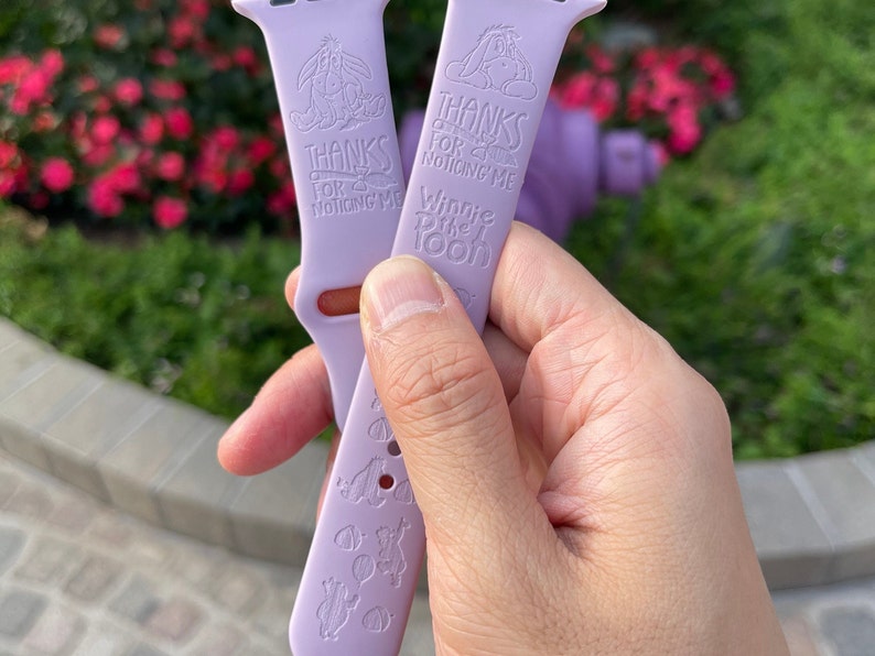 Winnie the pooh eeyore engraved silicon Fitbit versa / Fitbit charge / Fitbit sense watch Band, Google Pixel Watch strap